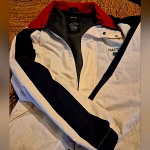 Gently worn mens Nautica red white and blue mens jacket